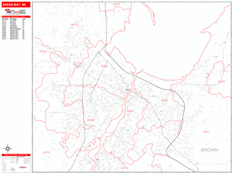 Green Bay Digital Map Red Line Style